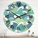 Designart 'Blue And Green Abstract Sea Waves' Patterned wall clock