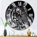 Designart 'Monochrome Portrait Of A White Tiger I' Traditional wall clock