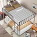 Contemporary Style Full over Full Metal Bunk Bed, Low Bunk Bed with Ladder