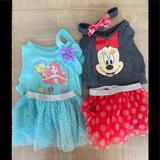 Disney Matching Sets | Disney Baby Minnie Mouse Little Mermaid Onesie Tutu Headband Matching Set | Color: Green/Red | Size: 3-6mb