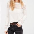 Free People Tops | Nwt Free People Roxie Long Sleeve Mesh Top Ivory - S | Color: White | Size: S