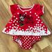 Disney One Pieces | Disney Parks Minnie Mouse Onesie Size Newborn | Color: Red/White | Size: Newborn