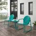 Hashtag Home Burley 3 Pieces of Outdoor Rocking Chair Set Turquoise Gloss - Side Table & 2 Rocking Chairs Metal in Blue | Wayfair