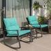 Rosalind Wheeler Fultonham Square 2 - Person 18" Bistro Set w/ Cushions Glass in Black | Outdoor Furniture | Wayfair