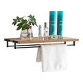 Latitude Run® Square Floating Wall Shelf w/ Towel Bar Wood in Brown | 2.76 H x 15.75 W x 7.87 D in | Wayfair 9DB14450F57547A8A501989DC50D6F5E