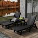 Beachcrest Home™ Shavon 48" Long Reclining Chaise & Table 3 Piece Set Plastic in Black | 37.8 H x 27.6 W x 48 D in | Outdoor Furniture | Wayfair