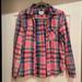 American Eagle Outfitters Tops | American Eagle Women Flannel Button Down Size Medium | Color: Blue/Pink | Size: M