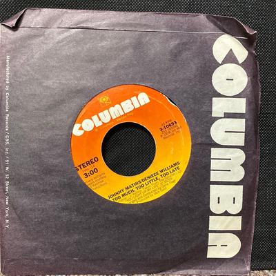 Columbia Media | Johnny Mathis & Deniece Williams-Too Much, Too Little, Too Late Vinyl 45 1978 | Color: Orange | Size: Os