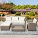 cozywind 4 Piece Rattan Sectional Seating Group w/ Cushions Synthetic Wicker/All - Weather Wicker/Wicker/Rattan in Brown | Outdoor Furniture | Wayfair