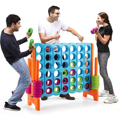 Costway - Vier-Gewinnt Spiel, 4 Gewinnt Spielbrettsaetze, Vier in Einer Reihe Spiel mit 42 Jumbo