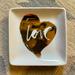 Anthropologie Jewelry | Anthropologie Ceramic Love Trinket Dish | Color: Gold/White | Size: 4” X 4”