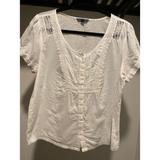 American Eagle Outfitters Tops | American Eagle Outfitters White And Black Polka Dot Button Shirt Large | Color: White | Size: L