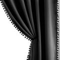 Black Blackout Curtains for Living Room 72 Inch Pencil Pleat Tape Top Pom-Pom Bedroom Curtains Triple Weave Thermal Insulated Noise Reducing Windows Drapes for Nursery Room Studio Hotel 50" wide 2pcs