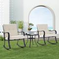 Lark Manor™ Aliaksey 3 Pcs Outdoor Bistro Set w/ Comfortable Cushion & Sturdy Coffee Table Metal in Black | Wayfair