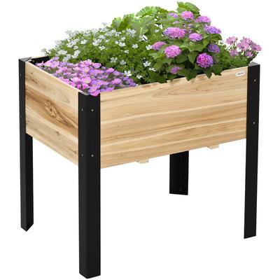 Outsunny - Hochbeet Pflanzkasten Blumenkasten Blumentopf Kräuterbeet mit Vliesstoff Massivholz