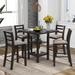 5-Piece Wooden Counter Height Dining Set, Square Dining Table with 2-Tier Storage Shelving and 4 Padded Chairs