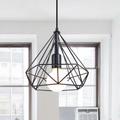 Axhup - Suspension Luminaire Contemporain Cage Diamant Lampe de Fer pour Couloir Entrée Chambre Noir