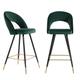 Lot de 2 tabourets de bar en velours vert pieds noir et doré