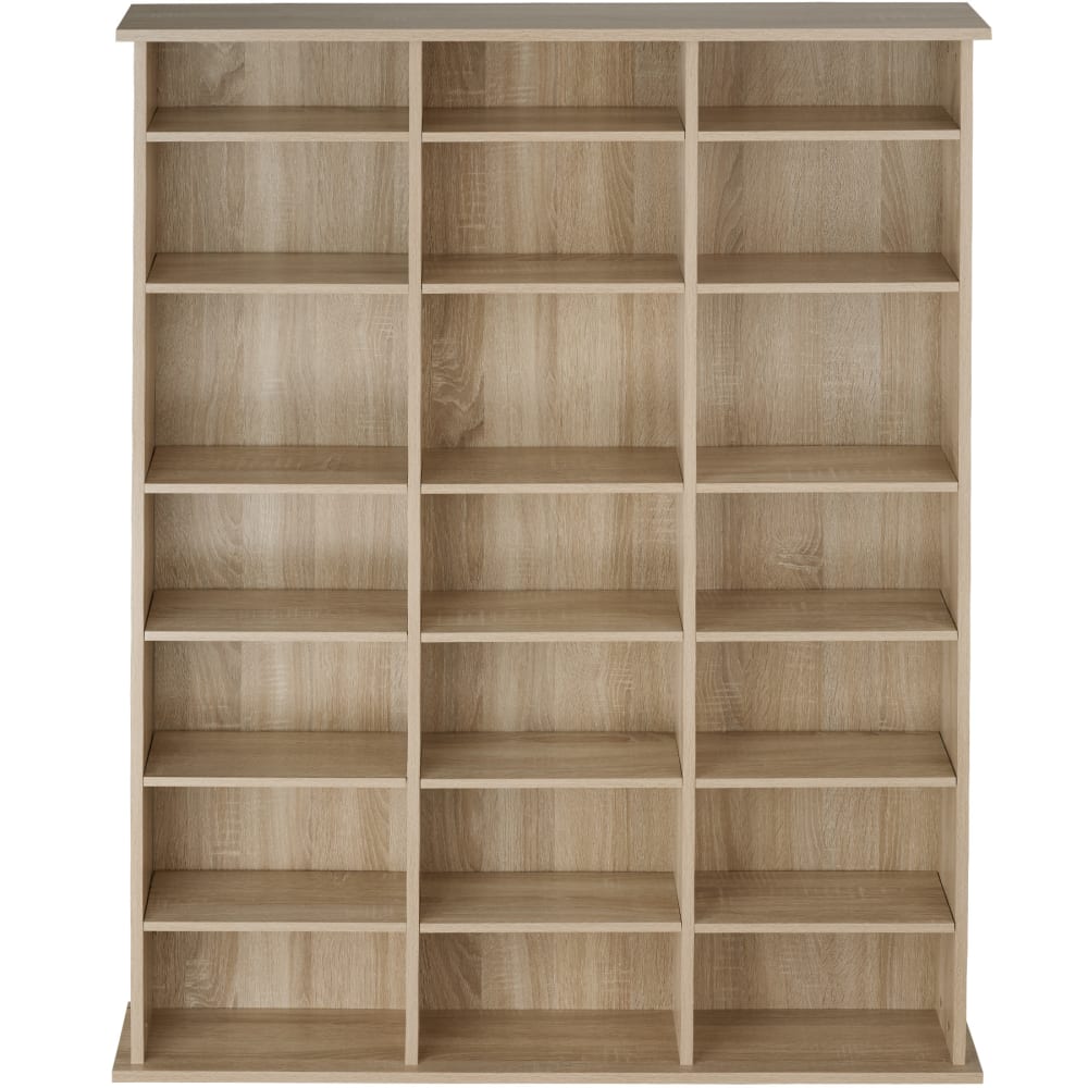 Étagère DVD CD réglable et amovible 105,5x19x136,5cm Bois clair