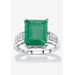 Women's Sterling Silver Genuine Emerald And Round White Topaz Ring by PalmBeach Jewelry in Emerald (Size 9)