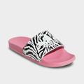 Adidas Shoes | New Adidas Women's Pink And Black/White Print Adilette Comfort Slides, Size 9 | Color: Pink/White | Size: 9