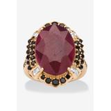 Women's 14K Gold Over Sterling Silver Ruby And Cubic Zirconia Ring by PalmBeach Jewelry in Ruby (Size 6)