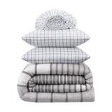 Serta Simply Clean Conrad Variegated Stripe Antimicrobial 7-Piece Complete Bedding Set w/ Sheets /Polyfill/Microfiber in Gray | Wayfair 13513000520