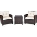 Costway 3 Pcs Patio Rattan Furniture Set Cushioned Conversation Set Coffee Table