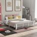Contemporary Platform Bed with Horizontal Strip Hollow Shape , Headboard and Footboard, King Size, White （New）