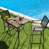 3 Pieces Patio Bar Set with 2 Bar Stools and 1 Square Table - table: 28" x 28" x 36.5"