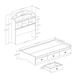 South Shore Tiara Twin Mates Bed with Drawers and Bookcase Headboard