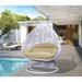 Outdoor Double Hanging Chair White Wicker 2-Person Egg Swing Chair