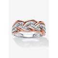 Women's Platinum Over Sterling Silver And Rose Gold Diamond Ring (1/10 Cttw) by PalmBeach Jewelry in Diamond (Size 10)