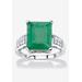 Women's Sterling Silver Genuine Emerald And Round White Topaz Ring by PalmBeach Jewelry in Emerald (Size 10)