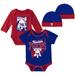 Newborn & Infant Mitchell Ness Blue/Red Philadelphia 76ers 3-Piece Hardwood Classics Bodysuits Cuffed Knit Hat Set