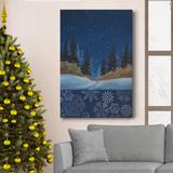 The Holiday Aisle® Winter Sky Premium Gallery Wrapped Canvas - Ready To Hang Canvas, Solid Wood in Black/Blue/Green | 12 H x 8 W x 1 D in | Wayfair