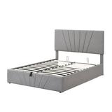 Latitude Run® Low Profile Storage Platform Bed Upholstered/Linen in Gray | 48.6 H x 58.8 W x 77.9 D in | Wayfair 59AE02021E2848E4B4D68A041F58E2D3