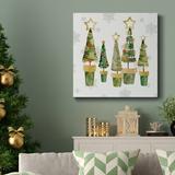 The Holiday Aisle® Golden Christams Trees-Premium Gallery Wrapped Canvas - Ready To Hang Canvas, in Black/Blue/Green | 10 H x 10 W in | Wayfair