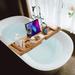 Rebrilliant Rayon from Bamboo Bathtub Tray Expandable: Rayon from Bamboo Bath Tray for Tub w/ Book Stand Wood/Bamboo in Yellow | Wayfair