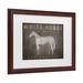 Trinx Ryan Fowler 'White Horse w/ Words' Matted Framed Art Canvas in Black/Gray/White | 13.75 H x 16.75 W x 0.75 D in | Wayfair