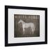 Trinx Ryan Fowler 'White Horse w/ Words' Matted Framed Art Canvas in Black/Gray/White | 13 H x 16 W x 0.75 D in | Wayfair