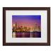 Latitude Run® Mike Jones Photo 'Chicago Dusk Full Skyline' Matted Framed Art Canvas in Blue/Brown | 13.75 H x 16.75 W x 0.75 D in | Wayfair