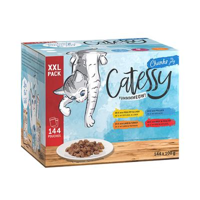 144x100g Chunks in Jelly Pouches Catessy Wet Cat Food