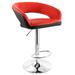 Adjustable Faux Leather Open Back Bar Stool in Red and Black