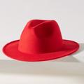Anthropologie Accessories | Anthropologie Red Fedora Hat Felt New Without Tags One Size New | Color: Red | Size: Os