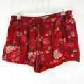 American Eagle Outfitters Shorts | American Eagle Outfitters Women's Xl Elastic Tie Waist Red Floral Shorts. | Color: Pink/Red | Size: Xl
