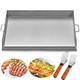 Happybuy Plancha, Edelstahl Grillplatte mit Grillspachtel, Grillschale 81 x 43 x 8 cm, für Gasgrill und Holzkohlegrill