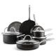 GreenPan Lima Midnight Hard Anodized Healthy Ceramic Non-Stick 11-Piece Cookware Pots and Pans Set, Includes Frying pans, Saucepans, Stockpot, Sauté pan, PFAS-Free, Induction Suitable, Oven Safe,Black