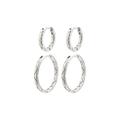 PILGRIM BLOSSOM Recycled Hoop Earrings 2 in 1 Set, Silver