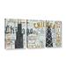 ArtWall Hey Chicago Vintage - 3 Piece Graphic Art on Canvas Canvas, Faux Fur in White | 36 H x 72 W x 2 D in | Wayfair 2mul010c3672w